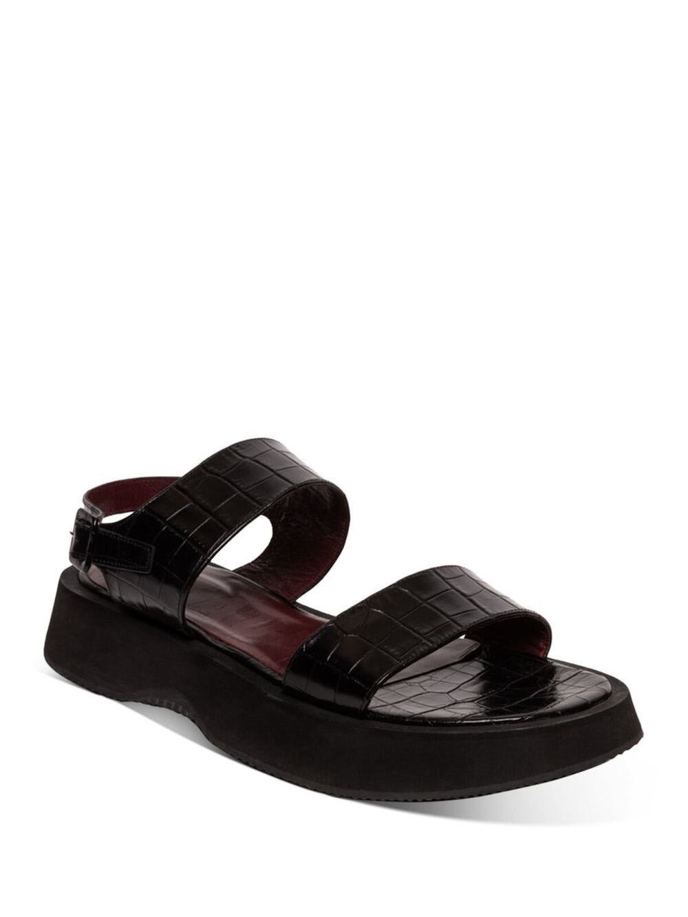 STAUD Womens Black Crocodile 1" Platform Sandal Size 8.5